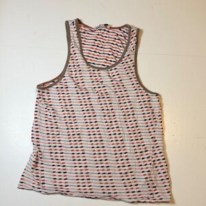 Mr Turk Tank Top Mens Size M Multicolor Cotton Striped Sleeveless Shirt